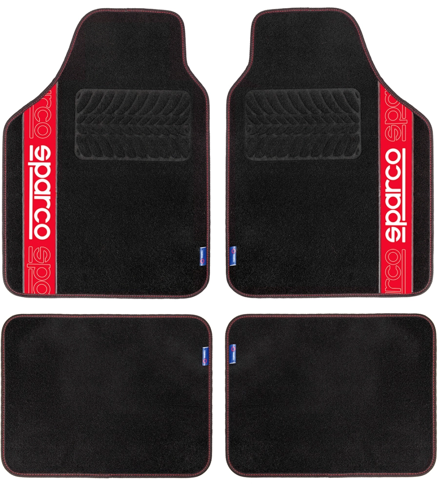 Set 4 tappetini per auto sparco nero/rosso in moquette